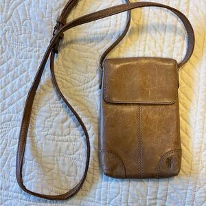 Brown Leather Frye mini Crossbody Bag
